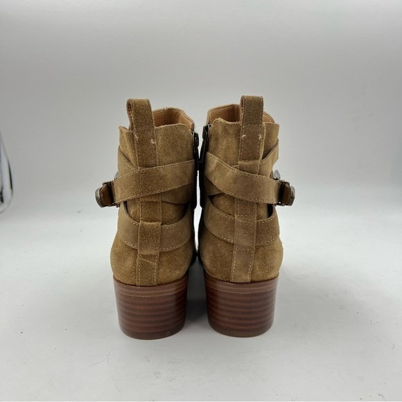 Marc Fisher Medium Brown Suede Yandi Belted Western Booties Size 8.5 - Picture 5 of 9
